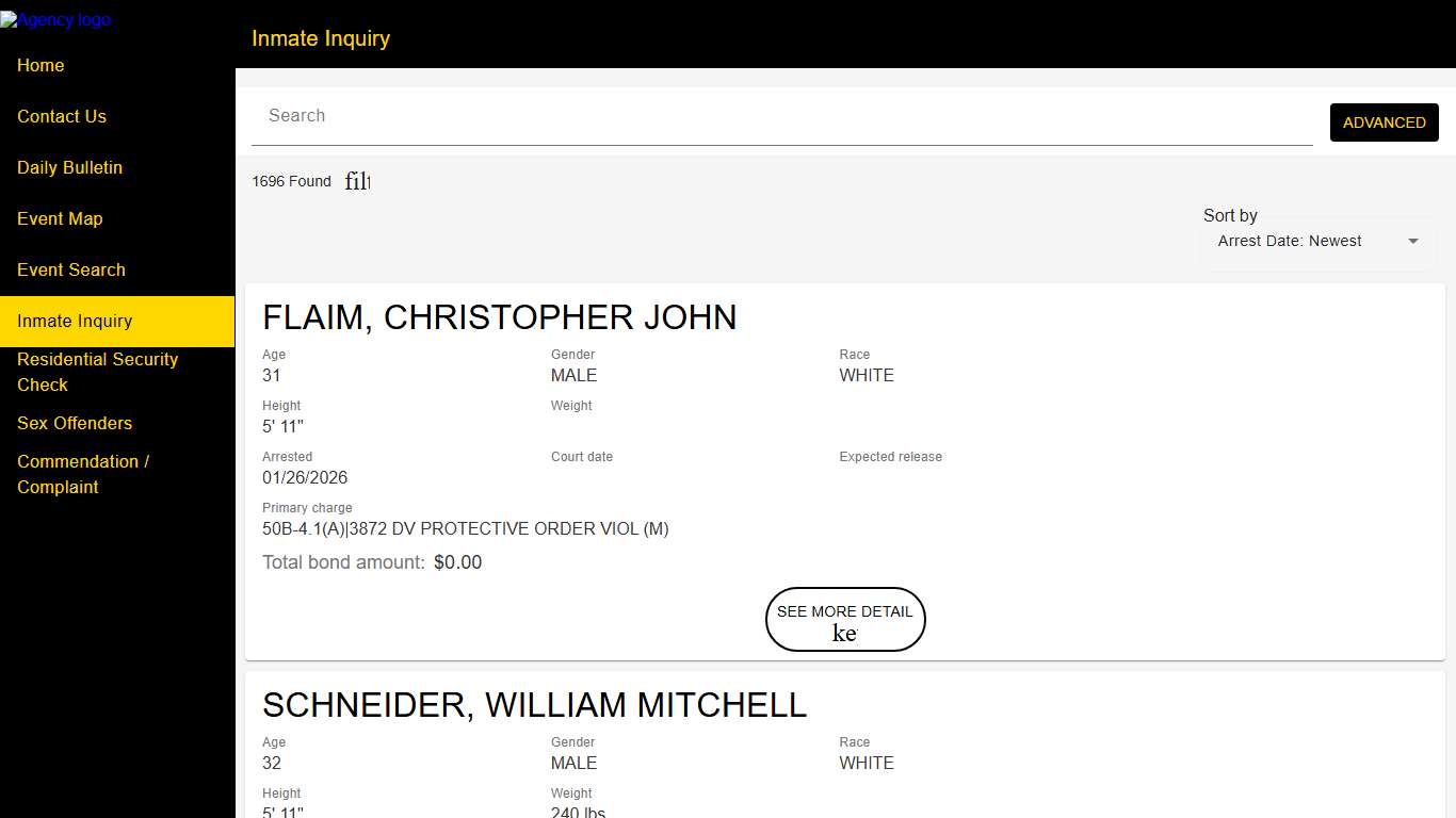 Wake County Sheriff's Office Police to Citizen - Inmates catalog